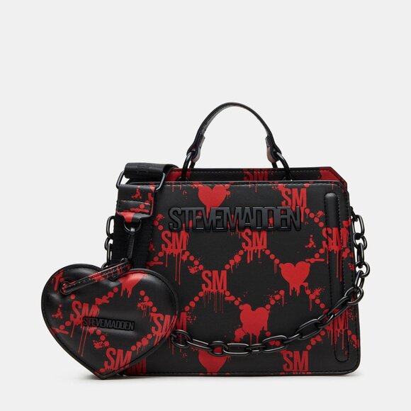 Steve Madden Handbags - Steve Madden Evelyn Bag Drippy Hearts Black/red